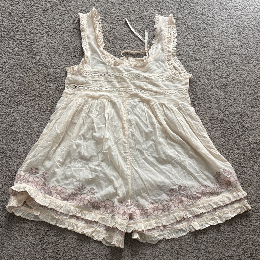 Free People Intimately Bali Sail Away Romper-Pearled Ivory Combo, S, NWOT - Picture 7 of 7